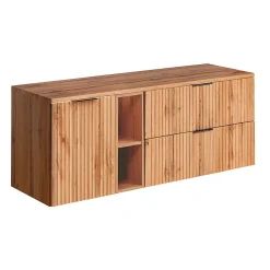 Meuble sous-vasque 140cm 2 niches panier à linge Adriel Bois