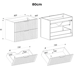Meuble sous-vasque 140cm 2 niches panier à linge Adriel Bois