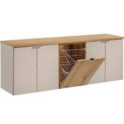 Meuble sous-vasque 160cm 4 portes panier à linge Manoa Cachemire et Bois