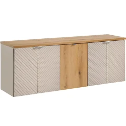 Meuble sous-vasque 160cm 4 portes panier à linge Manoa Cachemire et Bois