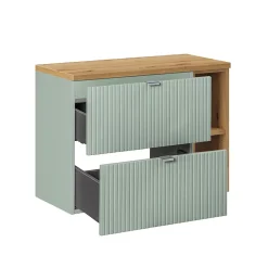Meuble sous-vasque 80cm 2 tiroirs 2 niches Jade Vert et Bois