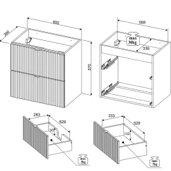 Meuble sous-vasque 80cm 2 tiroirs 2 niches Jade Vert et Bois