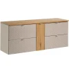 Meuble sous-vasque 140cm 4 tiroirs 1 porte Manoa Cachemire et bois