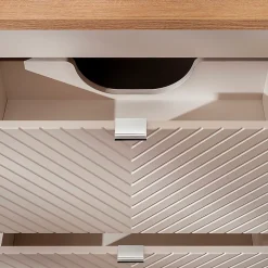 Meuble sous-vasque 140cm 4 tiroirs 1 porte Manoa Cachemire et bois
