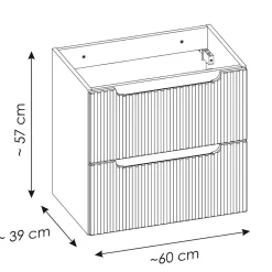 Meuble sous-vasque 140cm 4 tiroirs 2 niches Riva Blanc et Bois