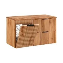 Meuble sous-vasque 100cm panier à linge Adriel Bois