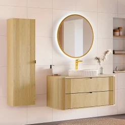 Meuble sous-vasque 120cm plan de toilette Mila Bois