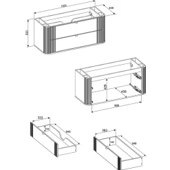 Meuble sous-vasque 120cm plan de toilette Mila Bois