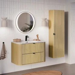 Meuble sous-vasque 80cm plan de toilette Mila Bois