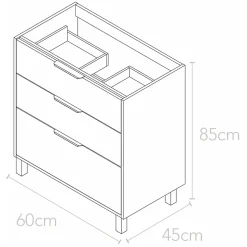 Meuble sous-vasque effet chêne l.60 cm + plan simple vasque porcelaine, Futurbath Louna