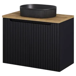 Meuble sous-vasque NEWPORT avec lavabo 80 x 71 x 40 cm noir / effet chêne en.casa