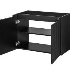 Meuble sous-vasque NEWPORT avec lavabo 80 x 71 x 40 cm noir / effet chêne en.casa