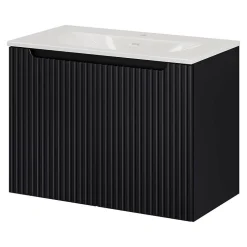 Meuble sous-vasque NEWPORT avec lavabo 80 x 57 x 39 cm noir rainuré en.casa
