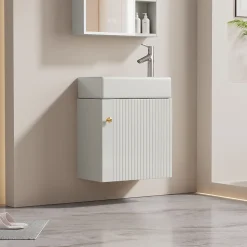 Meuble Sous-Vasque Suspendu avec Vasque - Meuble Salle de Bain Compact, MDF, 46x26x56 cm - Blanc
