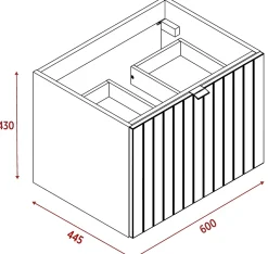 Meuble sous-vasque suspendu HARMO 60 cm Façade rainuré cachemire semi-mat