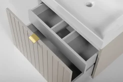 Meuble sous-vasque suspendu HARMO 60 cm Façade rainuré cachemire semi-mat