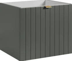 Meuble sous-vasque suspendu HARMO 50 cm Façade rainuré vert semi-mat