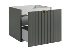 Meuble sous-vasque suspendu HARMO 50 cm Façade rainuré vert semi-mat