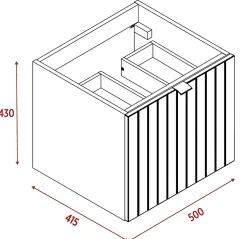 Meuble sous-vasque suspendu HARMO 50 cm Façade rainuré cachemire semi-mat