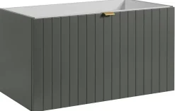 Meuble sous-vasque suspendu HARMO 80 cm Façade rainuré vert semi-mat