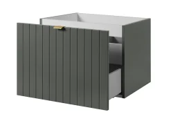 Meuble sous-vasque suspendu HARMO 60 cm Façade rainuré vert semi-mat