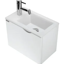 Meuble suspendu pour lave-mains 1 porte SANINDUSA Alicante 60x25 hauteur 45cm blanc (lave-mains et mitigeur non inclus)