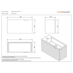 Meuble suspendu pour lave-mains 1 porte SANINDUSA Alicante 60x25 hauteur 45cm blanc (lave-mains et mitigeur non inclus)