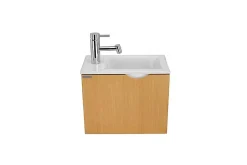 Meuble suspendu pour lave-mains 1 porte SANINDUSA Alicante 40x25 hauteur 33cm couleur hêtre (lave-mains et mitigeur non inclus)
