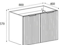 Meuble suspendu sous lavabo avec 2 portes FLOW BLANC 80 cm