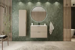 Meuble suspendu sous lavabo avec 2 portes FLOW CACHEMIRE 80 cm