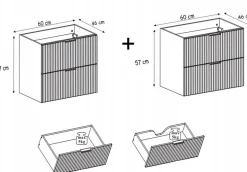 Meuble suspendu sous lavabo FLOW cachemire 120 cm