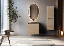 Meuble suspendu sous lavabo SIMPLE chêne clair 60 cm
