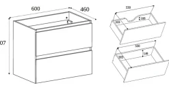 Meuble suspendu sous lavabo SIMPLE chêne clair 60 cm