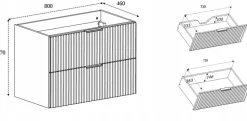 Meuble suspendu sous lavabo FLOW cachemire 80 cm