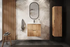 Meuble suspendu sous lavabo avec 2 portes FLOW CHÊNE 60 cm