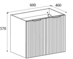 Meuble suspendu sous lavabo avec 2 portes FLOW CHÊNE 60 cm