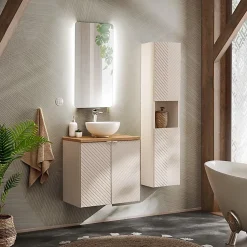 Meuble suspendu sous vasque avec 2 portes VIVA CACHEMIRE 60 cm