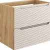 Meuble suspendu sous vasque OCEAN chêne et beige 70 cm - 2 tiroirs façades 3D