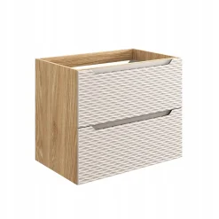 Meuble suspendu sous vasque OCEAN chêne et beige 70 cm - 2 tiroirs façades 3D