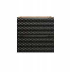 Meuble suspendu sous vasque OCEAN chêne et noir 60 cm - 2 tiroirs façades 3D