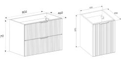 Meuble suspendu sous vasque avec panier à linge ADEL CHÊNE 120 cm