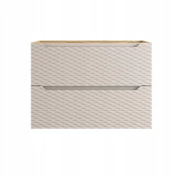 Meuble suspendu sous vasque OCEAN chêne et beige 80 cm - 2 tiroirs façades 3D
