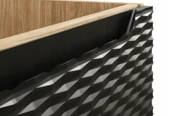 Meuble suspendu sous vasque OCEAN chêne et noir 80 cm - 2 tiroirs façades 3D