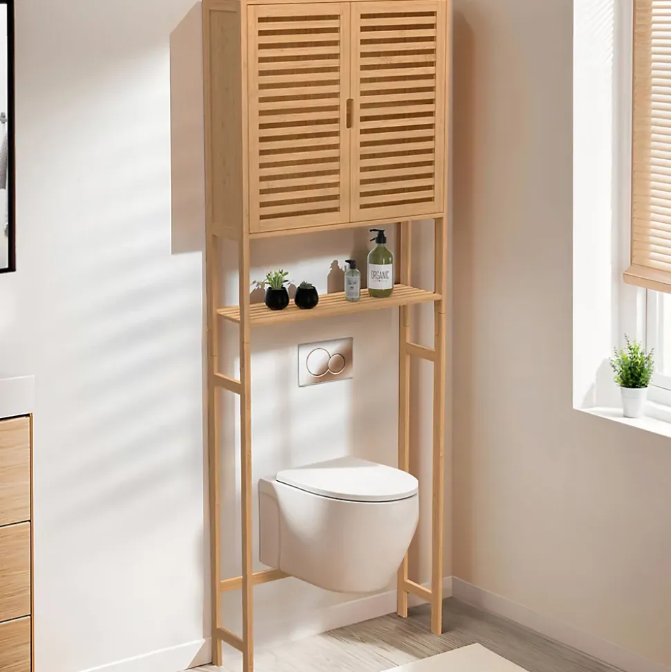 Meuble étagère dessus WC placard bambou BEA