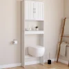 Meuble étagère dessus WC WALDO placard bois blanc