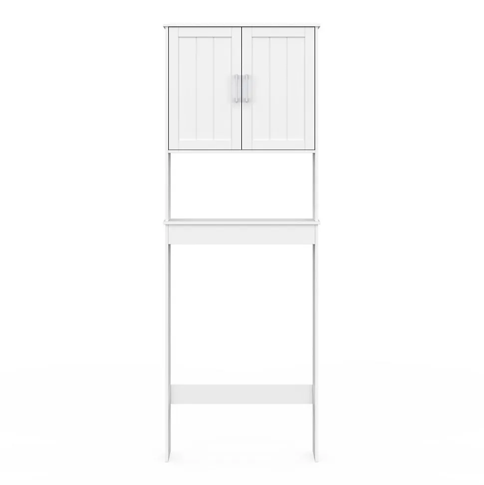 Meuble étagère dessus WC WALDO placard bois blanc