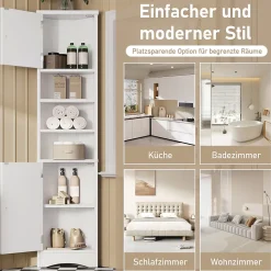 Meuble triangulaire salle de bain blanc, résistant à l'humidité, étagères ouvertes, double porte avec étagères réglables