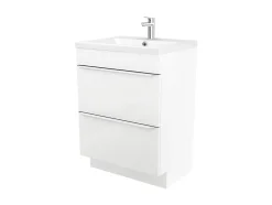 Meuble vasque à poser blanc l.60 cm Imandra + plan vasque blanc céramique Nira, GoodHome