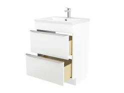 Meuble vasque à poser blanc l.60 cm Imandra + plan vasque blanc céramique Nira, GoodHome