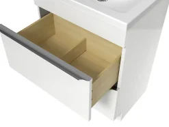 Meuble vasque à poser blanc l.60 cm Imandra + plan vasque blanc céramique Nira, GoodHome